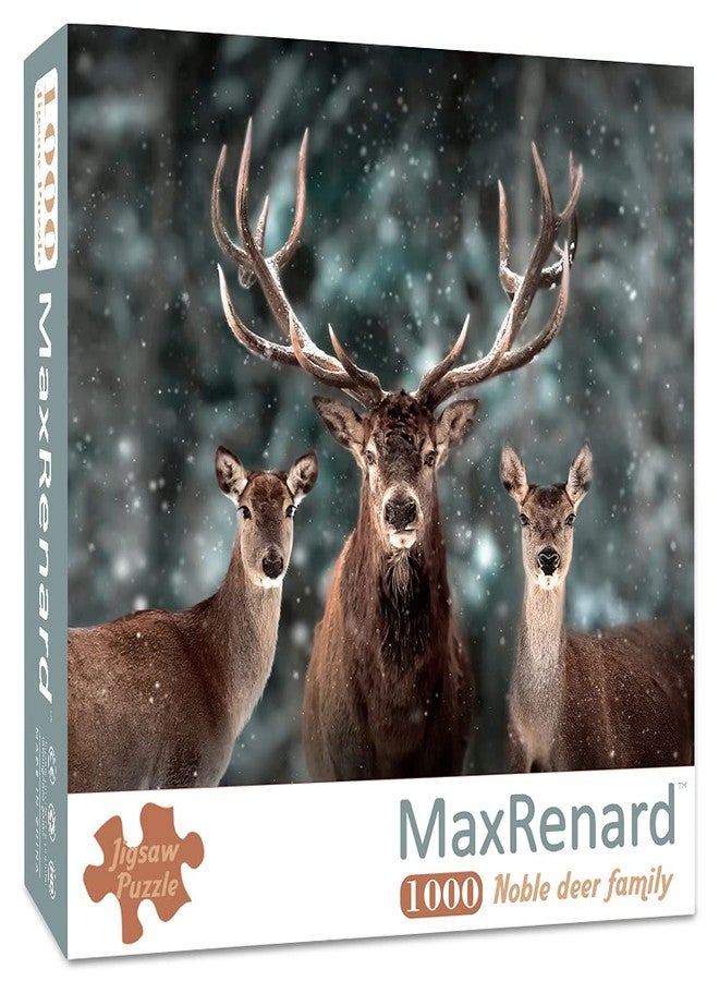 MaxRenard Game 1000 Pieces Jigsaw Puzzle for Adult Animal Toy Noble Deer Family - Image 1